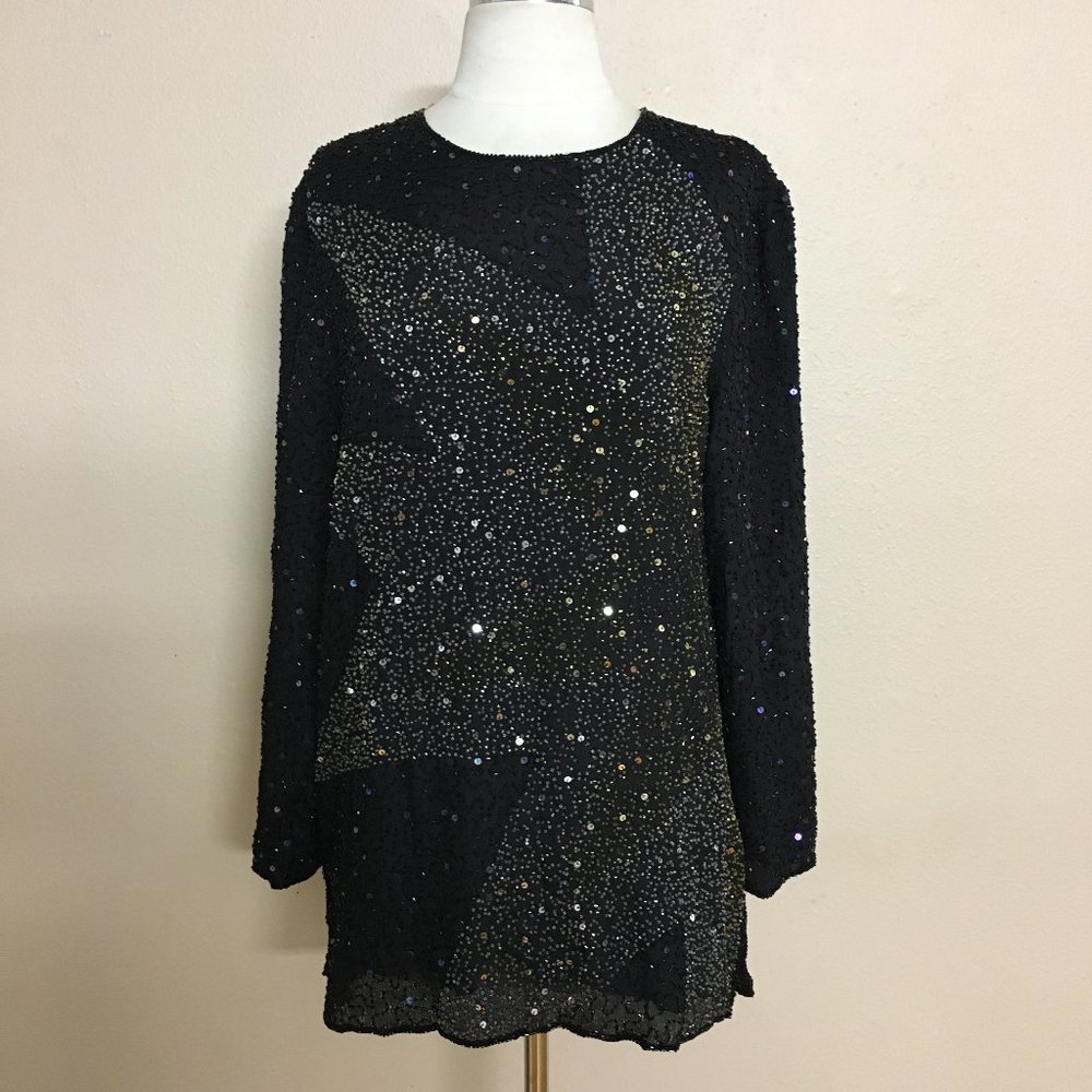 Felicity Sequin Beaded Star Silver Gold top